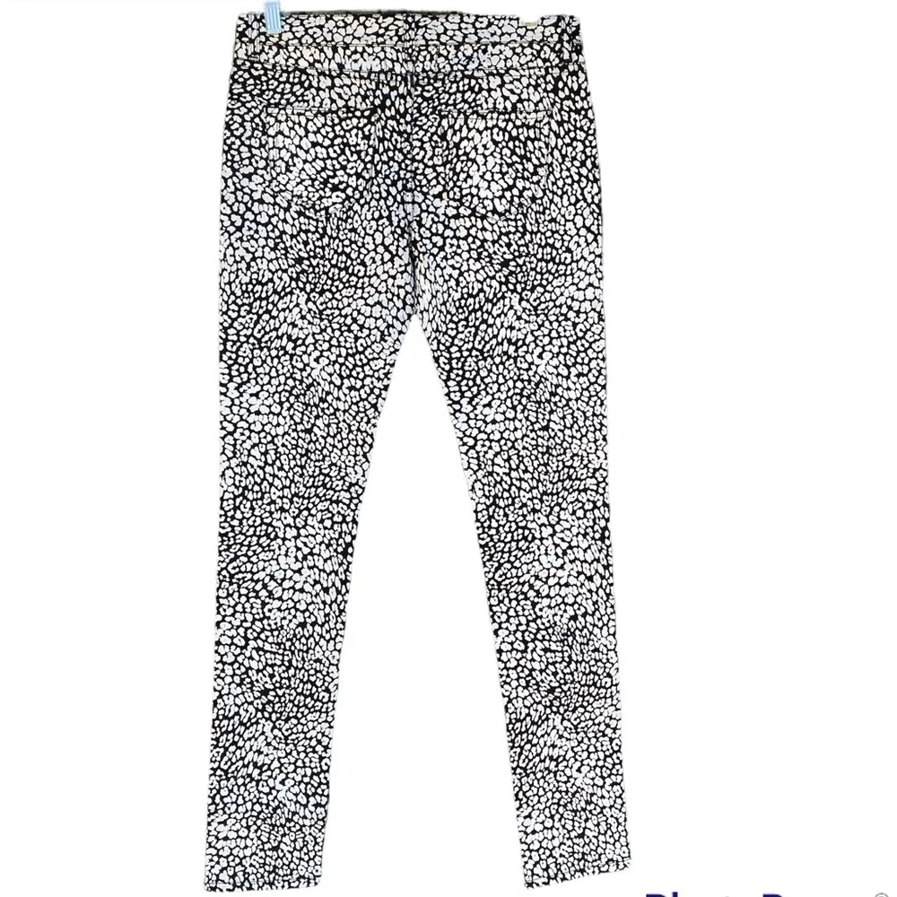 Saint Laurent Black And White “Baby Cat” Leopard Print Coated Jeans NWT